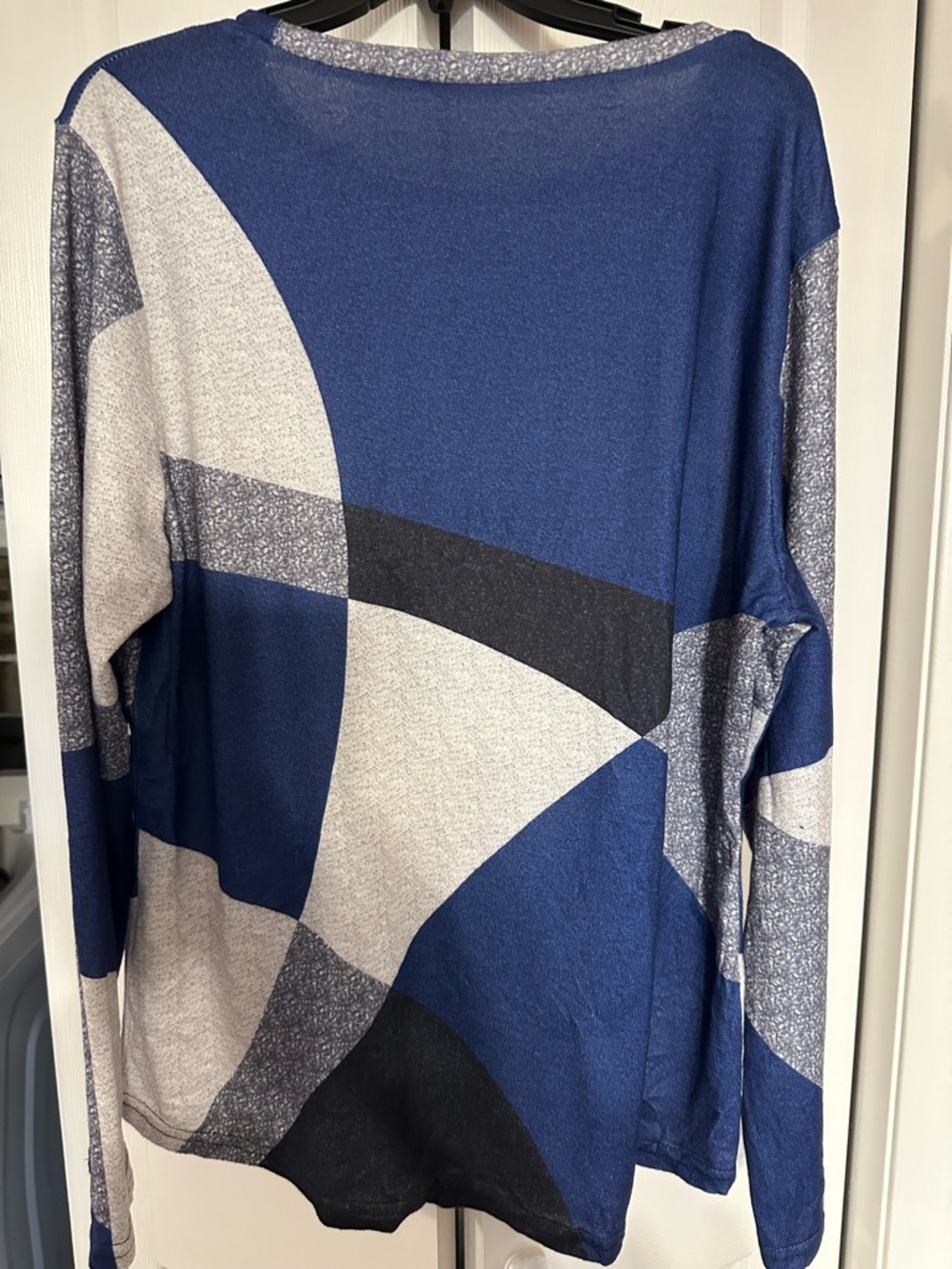 Blue Geometric Long Sleeve Women's Top